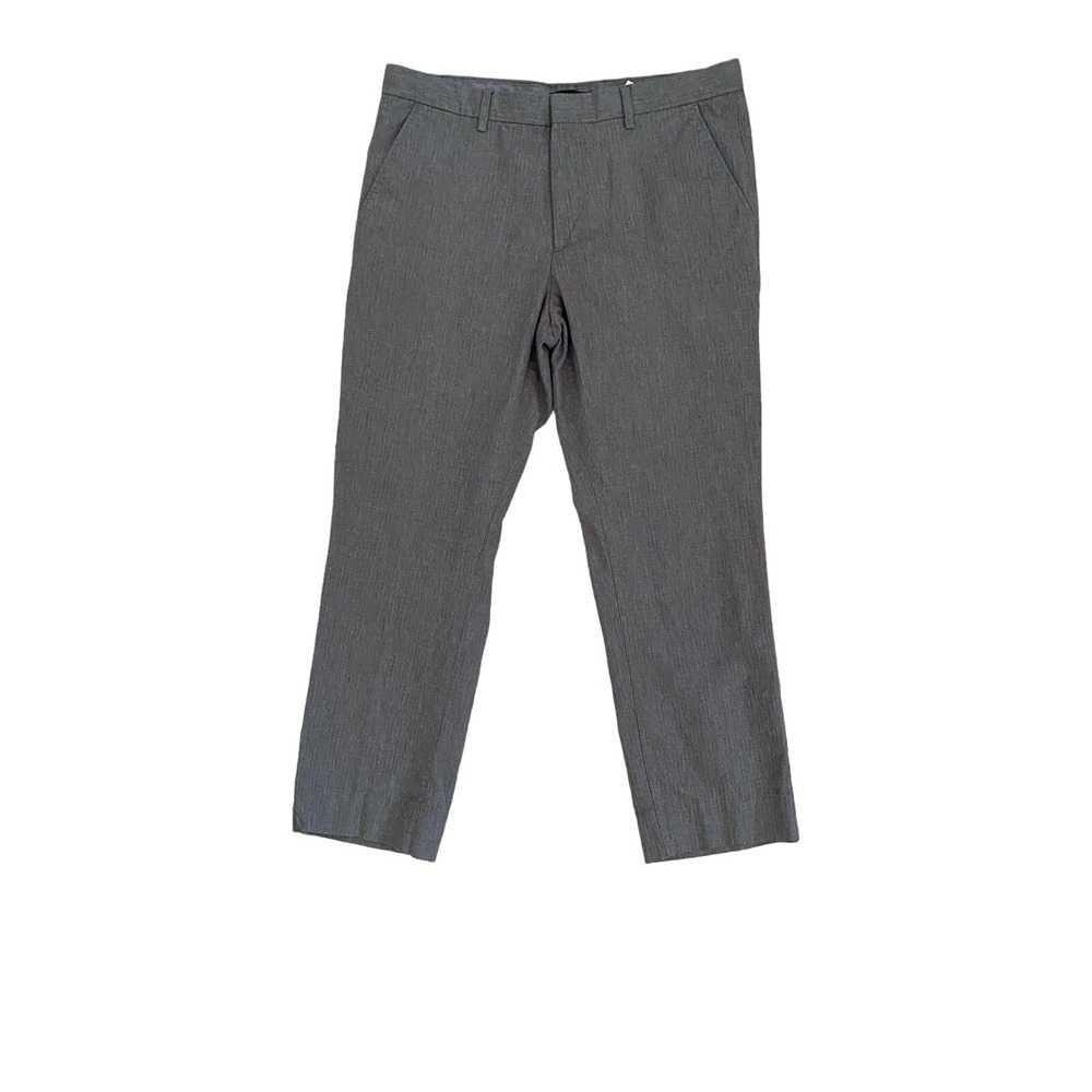 Banana Republic Men's Kentfield Pants Flat Front Grey Herringbone Size 34 Slacks